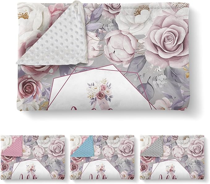 Custom Name Crib Bedding Set, 3 Pcs Personalized Baby Crib Bedding Set, Soft Rose Nursery Crib Sets for Boys Girls, Double Layer Toddler Bedding Set Customized Gifts for Newborn Kids