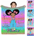 D-Story Custom Blanket with Name Text, Customized Flannel Throws Blankets Personalized Blanket Black Girl Blanket for Adults Kids Birthday Day Gift