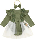 Giraropa Baby Girl Fall Winter Clothes Long Sleeve Romper Dress + Socks + Headband Newborn Infant Cute Casual Outfits