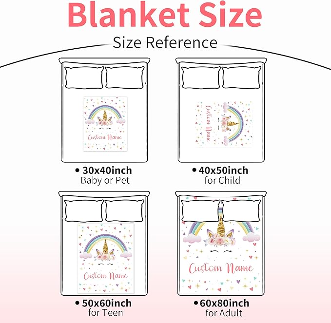 Personalized Horse Blanket with Name for Girl, Custom Name Blanket for Teen, Soft Flannel Pink Toddler Blanket Customized Gift for Birthday 50"x60"