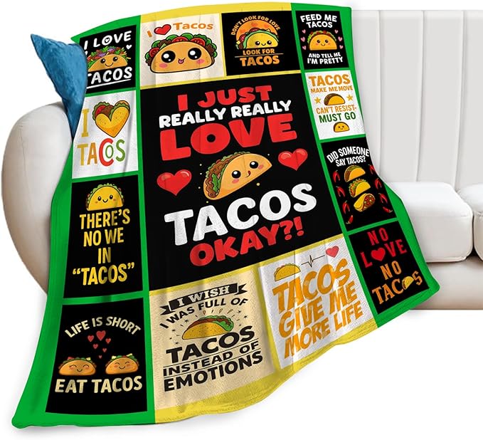 Taco Fleece Blanket Just a Girl Who Loves Tacos Throw Blankets for Girls Women Super Soft Warm Flannel Cartoon Food Throws Gifts for Kids Cozy Fuzzy Plush Stuffed Couch Bed Bedding Decor 50"x40"