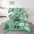 Feelyou Christmas Bedding Set Soft for Boys Girls, Xmas Tree Snowflake Comforter Set Full Size Gingerbread Man Duvet Quilt Microfiber New Year Gift Bedroom Decor 3 Pcs with 2 Pillow Cases
