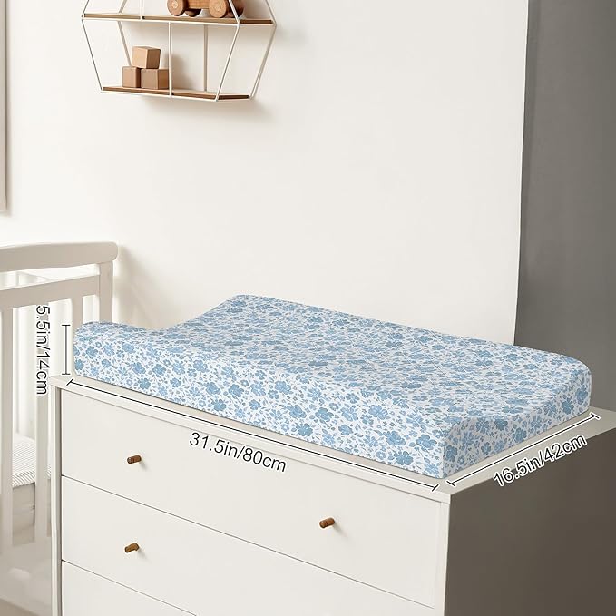 FIOBEE Changing Pad Cover Waterproof 2 Pack Quilted Diaper Change Table Sheets Breathable & Ultra Soft for Newborn Baby Boys Girls Fitted Changer Pads 32"x 16", Light Blue