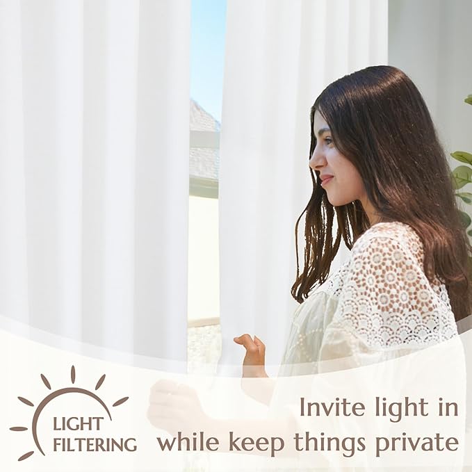 jinchan Linen Curtains with Privacy Lining 84 Inch Length White Farmhouse Closet Lined Drapes for Small Narrow Window Bedroom Living Room Bay Window 2 Panels Rod Pocket Back Tab