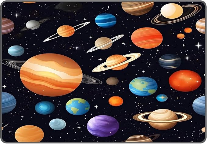 Space Rug for Kids Room Rugs Cartoon Stars Carpet Galaxy Planet Printed Throw Rugs for Boys Children Bedroom Living Room,39 in x 79 in