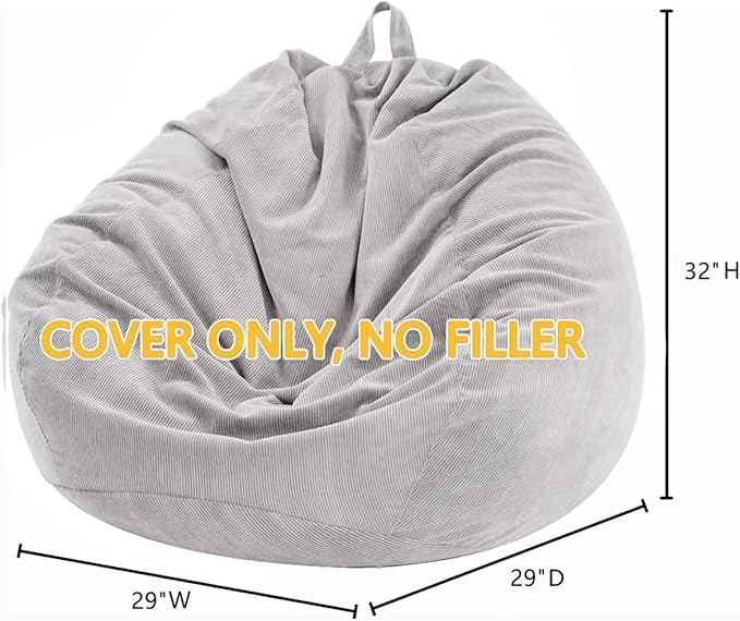 Nobildonna Bean Bag Chair Cover (No Filler) for Kids and Adults,Beanbag Stuffed Animal Storage Without Filling Plush Toys Holder and Organizer Soft Premium Corduroy 200L