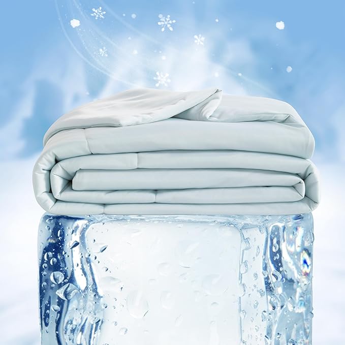 NTBAY Cooling Throw Blanket, 50x60 Inches - Japanese Double-Sided Cool Fabric with Q-Max 0.43, Soft Summer Couch Blanket for Adults, Kids and Pets, Aqua