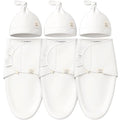KeaBabies 3-Pack Swaddles for Newborns, Girls, Boys with Hats - Organic Soft Baby Sleep Sacks, Breathable Baby Swaddle 3-6 Months Beanies Set, Premie Infant Sleep Sack 0-3 Months (Soft White)