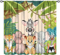 Animals Curtains Colorful Forest Cartoon Cute Zebra Tiger Elephant for Kids Boys Girls Nursery Bedroom Living Room Blackout Rod Pocket Decoration Window Drapes 2 Panels W31.5xL72in