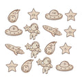 Wooden Markers for Growth Chart Height Ruler Kids Height Measurement, Space Themed Shapes.