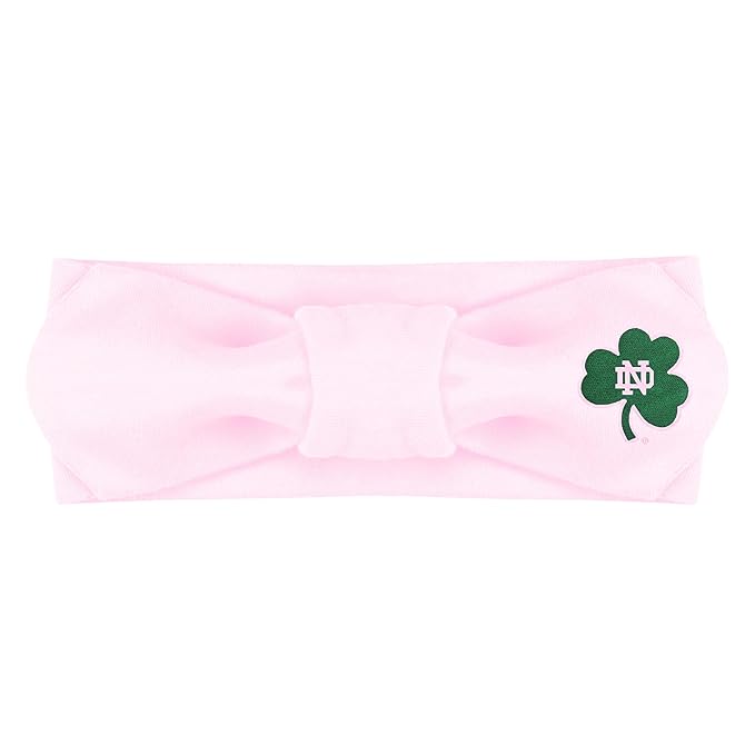 Creative Knitwear Notre Dame Fighting Irish Infant Girls Pink Solid Hair Knot Headband Embroidered Logo - Size Newborn - 4T