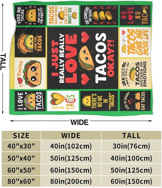 Taco Fleece Blanket Just a Girl Who Loves Tacos Throw Blankets for Girls Women Super Soft Warm Flannel Cartoon Food Throws Gifts for Kids Cozy Fuzzy Plush Stuffed Couch Bed Bedding Decor 50"x40"