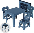 UNICOO® Kids Foldable & Height Adjustable Table Set w/2 Folding Chairs, Compact, Collapsible & Portable, Toddler Activity, Picnic Table, Card Table, Indoor/Outdoor (699) (Blue)