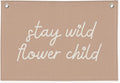 Pink Girls Room Nursery Decor, Stay Wild Flower Child Linen Canvas Banner Wall Hanging Flag Decor for Little Toddler Baby Girls Room Playroom, Baby Shower Girl Decorations