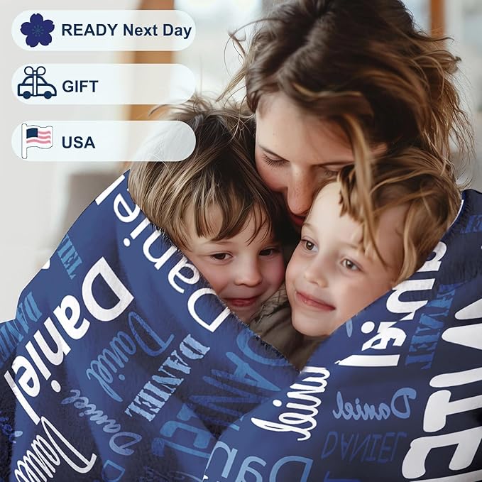 Ships Next Day, Personalized Blanket for Teen Boys Girls, Custom Blanket with Name Customized Flannel Throw Christmas Birthday Blanket Gifts for Kids or Adult