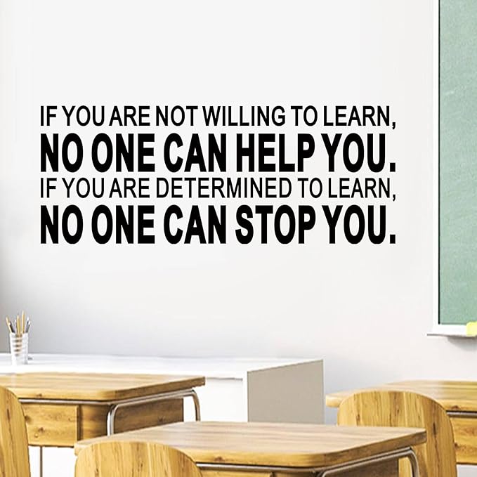 Motivational Quotes Wall Stickers for Office: Inspirational Positive Vinyl Art Wall Decals - School Classroom Workplace Home Wall Decor - If You are Not Willing to Learn 23"X9"