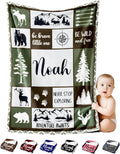 Personalized Baby Blankets with Name, Ships Next Day, Custom Baby Blanket with Letter Words, Soft Cozy Woodland Blankets, Gifts for Boys & Girls Kids Teen, Printed in USA