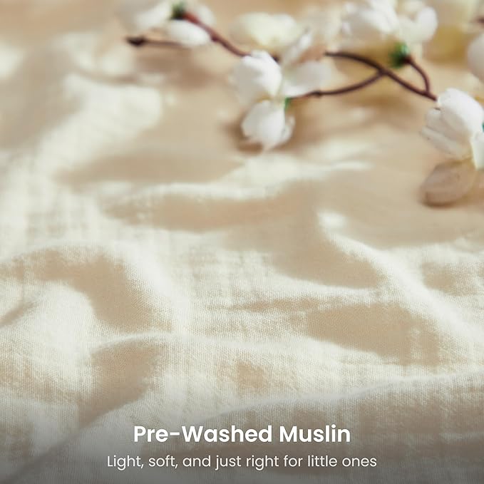 Bioweaves Organic Cotton Muslin Crib Sheet, GOTS Certified Fitted Crib Mattress Sheet, Extra Soft & Breathable for Toddler, Baby Boys & Girls, 52" x 28”, 8 Inch Pocket, Natural
