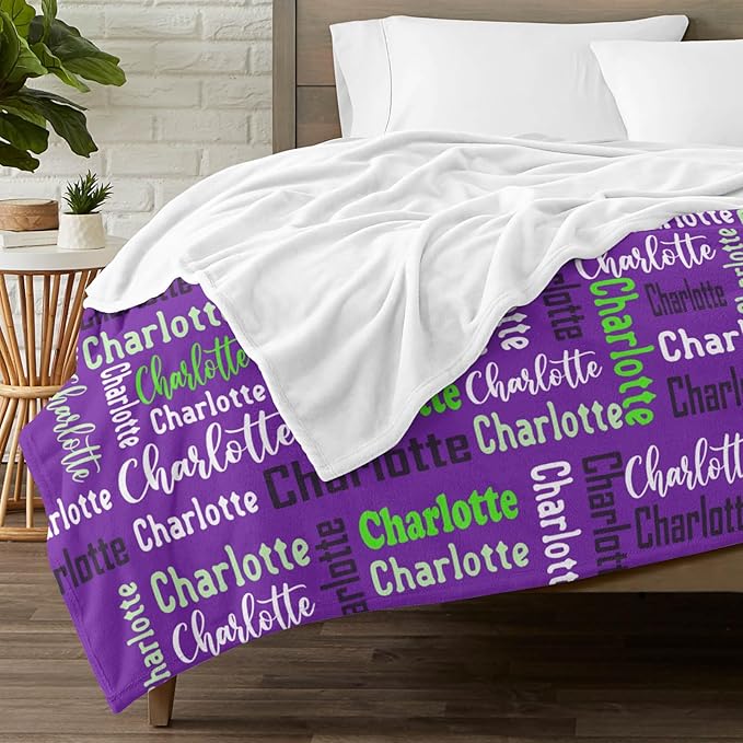 Dr.TOUGH Name Blanket Personalized Blanket for Adult Kids Flannel Customized Personalized Blankets and Throws