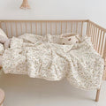 BuLuTu Muslin Toddler Quilt Cute Baby Comforter for Crib, Soft Lightweight Muslin Blankets for Girls Boys, Wildflower Pattern, 47"x59"