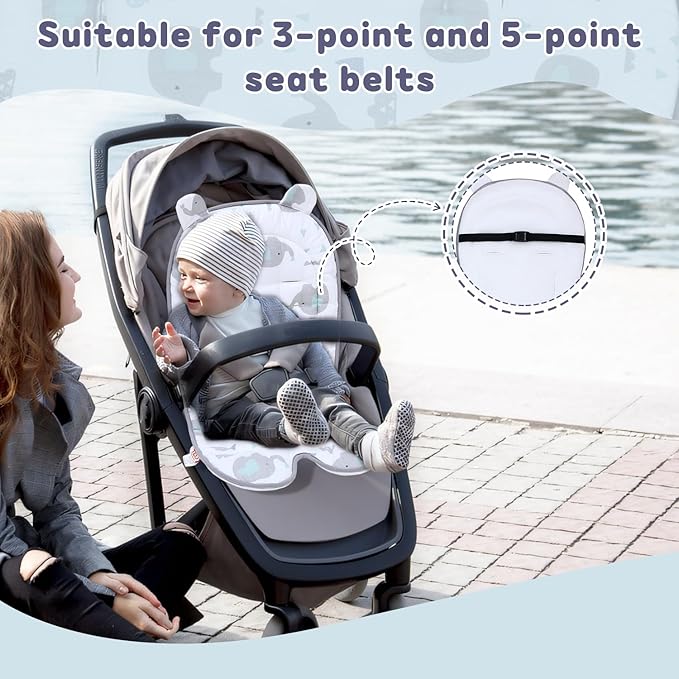 Baby Carriage Cushion, Universal Breathable Car Seat Insert Cushion, 3D Air Mesh Baby Seat Pad Liner for CarSeat, Buggy, High Chair (Elephant