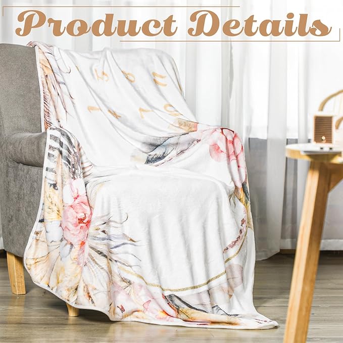 Chumia Baby Monthly Milestone Blanket for Girl Boy 59"x39" Floral Boho Photo Prop Blanket Baby Age Milestone with Felt Wreath Frame