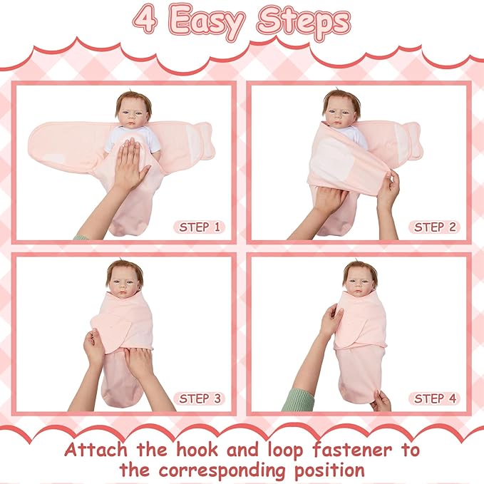 Ramede 6 Pack Preemie Swaddle Blanket with Hats Sleep Swaddle for Baby Boy Girl Preemie Newborn Sacks Soft Cotton Wearable(Heart,Pink)