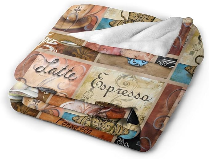 Tijuboni Coffee Throw Blanket Coffee Gifts for Women Men Girls Boys Kids Adults Soft Flannel Fleece Blanket for Couch Sofa Bed Home Decor 40"x50"