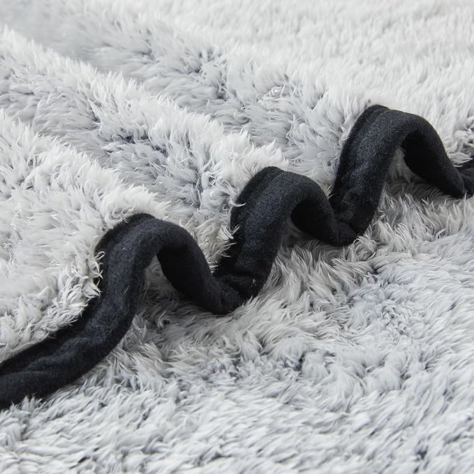 EMME Soft Sherpa Fleece Blanket Reversible Plush Fluffy Large Blanket, Light Weight Warm Decorative Boho Blanket Cover for Sofa, Couch, Bedroom,Travel(Black,60"x80")