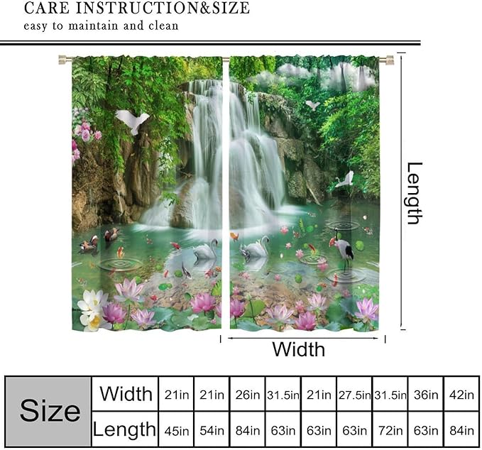 Scenery Waterfall Blackout Curtains, China Country Landscapes Nature Pattern Window Drapes, for Bedroom Living Room 52" W X 84" L