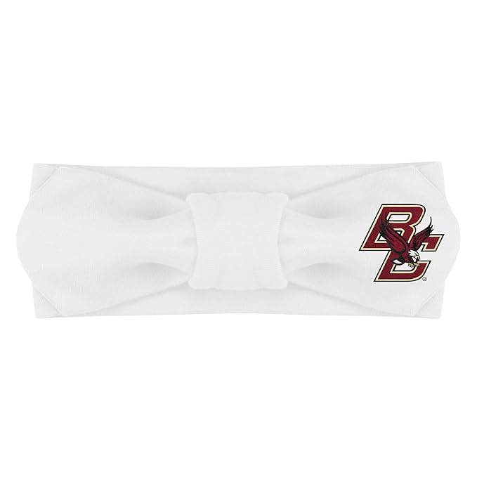 Creative Knitwear Boston College Eagles Infant Girls White Solid Hair Knot Headband Embroidered Logo - Size Newborn - 4T