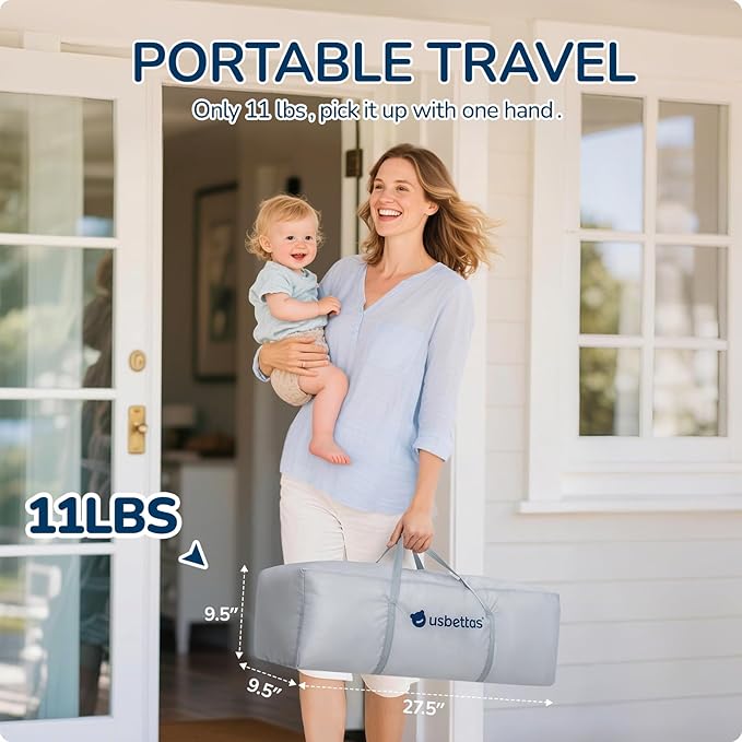 Foldable Baby Playpen,Portable Playpen for Babies and Toddler,50 * 50 Inch Kids Travel Play Pen with 4 Handlers,Carry Bag,Lighgtweight Baby Play Yard for Indoor&Outdoor,Light Gray