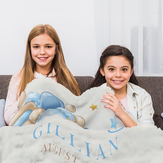 Ship Next Day, Personalized Baby Blanket for Boys Girls, Custom Baby Blankets with Name, Customized Newborn Receiving Blanket for Swaddle Toddler, Kids Blankets Unisex Christmas Birthday Gifts