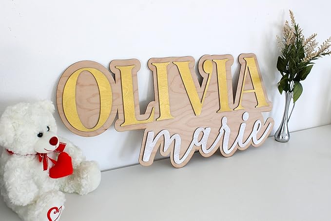 Large Wood Nursery Sign | Nursery name sign for Kids | Custom Wood Name Sign | 3D Wood Baby Name Sign (Red)