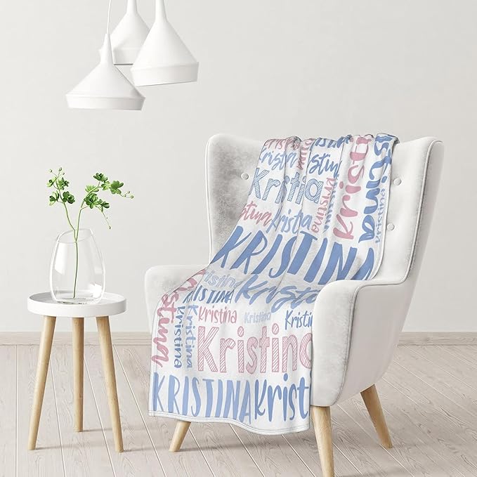 Dr.TOUGH Personalized Blankets with Name Customized Baby Blankets for Girls Boys Adults Monogrammed Blankets and Throws Christmas Birthday Mothers Fathers Valentines Day Gift (Light Blue, 40''×50'')