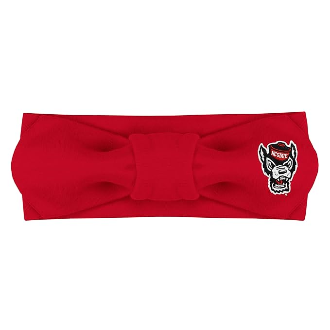 Creative Knitwear North Carolina State Wolfpack Infant Girls Red Solid Hair Knot Headband Embroidered Logo - Size Newborn - 4T