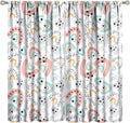Boho Rainbow Curtains for Kids Nursery Colorful Floral Sun Star Clouds Pastel Bohemian Pattern Print Window Drapes for Girl Bedroom Living Room Kitchen Decor,2 Panel Set,42Wx63H Inch Blackout