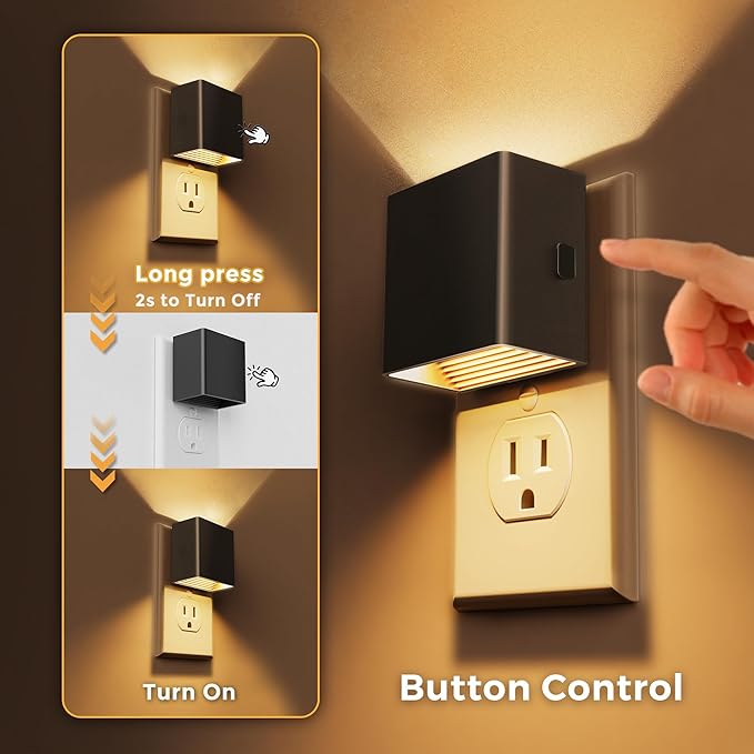 L LOHAS LED Night Light,[2-Pack] Night Lights Plug into Wall with Dusk to Dawn Sensor,Brightness Adjustable,3000K Soft White,Plug in Nightlight for Adults Bathroom Hallway Kitchen