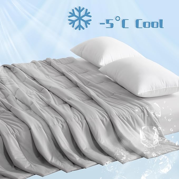 NTBAY Cooling Blanket for Toddlers, 39x47 Inches - Japanese Cold Tech Fabric Throw with Q-Max 0.43, Soft and Breathable Summer Nap Blanket, Also for Dogs, Light Grey
