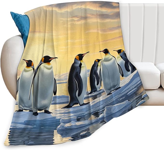 Penguin Blanket Antarctic Penguins Gifts for Girls Boys Woman Kids Penguin Lover Throw Blankets Soft Blanket Warm Fleece Flannel Plush Blankets for Bed Sofa Couch 60"x80"