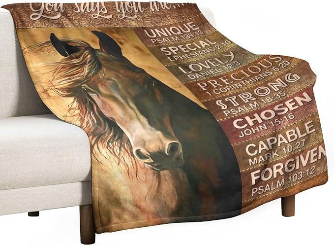 Horse Blanket Gifts for Girls, Women, Men, Kids, Adults - Soft Warm Cozy Fleece Throw for Couch, Sofa, Bed 50"x60"