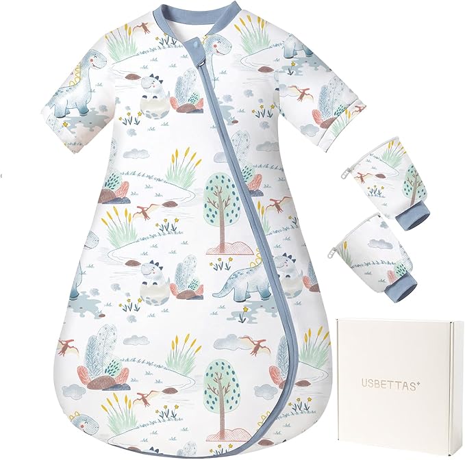 Baby Sleep Sack with Removable Sleeves, Breathable Wearable Blanket for Newborn & Toddler 6-36 Months, Cute Print