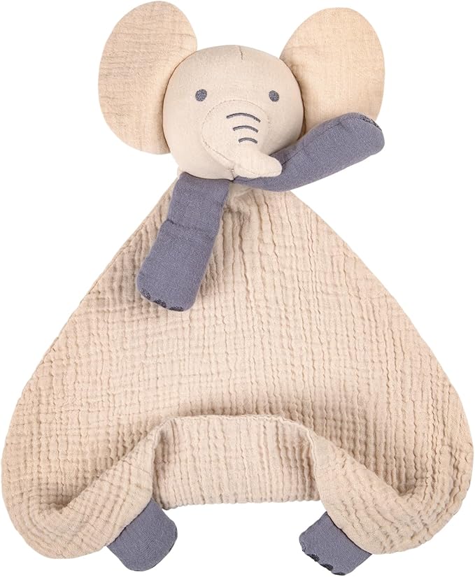lulumoon Baby Security Blanket Elephant: Snuggle Muslin Lovey for Travel & Daycare - Self-Soothe Lovie for Newborn Gift