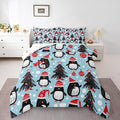 Feelyou Christmas Comforter Set All Season Penguin Bedding Set with 2 Pillow Cases Xmas Tree Microfiber Kids King Bedclothes Christmas Balls Bedroom Decor Duvet Quilt Breathable Soft Lightweight