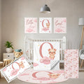 Custom Baby Bedding Set, 5 Pcs Personalized Baby Crib Sets with Name, Toddler Bedding Set for Baby Girls Boys, Pink Pig Double Layer Nursery Bedding Set, Customized Gift for Infant New Parents