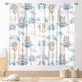 Cartoon Bear Curtains, Kids Boys Girls Cute Lovely Bear Adventure Airplane Cloud Pastel Blue Window Drapery Treatments for Baby Living Room Bedroom Nursey Toddler Classroom 2 Panels, 55"x63" Inch