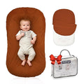 Baby Lounger for Newborn - Snuggle Cozy Me Lounger | Breathable Soft Cotton, 0-24 Months Portable Playtime Baby Nest, Newborn Baby Essentials Gifts- Orange (1 Lounger + 1 Cover)