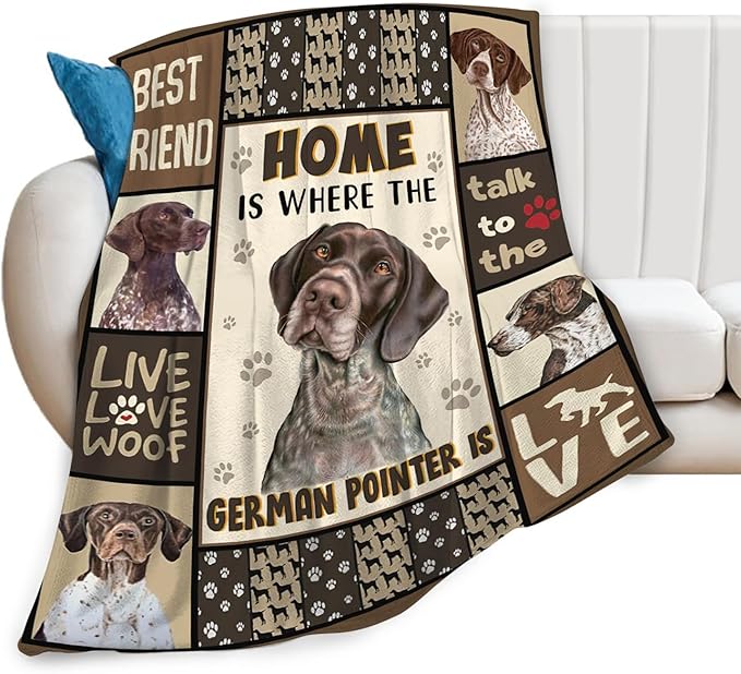 Tijuboni German Shorthaired Pointer Throw Blanket Dog Gifts for Girls Boys Women Men Kids Adults Soft Flannel Fleece Blanket for Couch Sofa Bed Home Decor 60"x80"