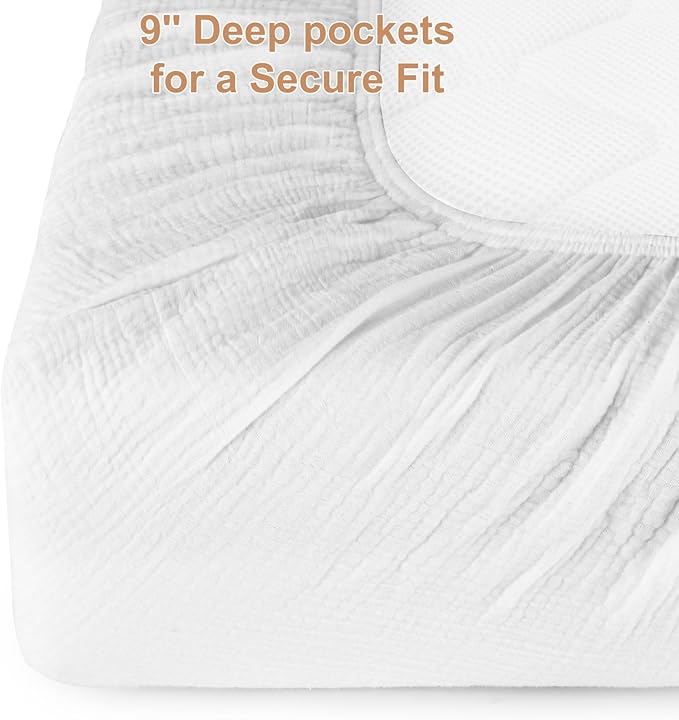 2 Pack Muslin Fitted Crib Sheets for Baby Girls & Boys-Neutral Breathable Crib Mattress Protector for Standard Crib Mattress(28"x 52")-Soft No Slip Cotton Toddler Bedding-Gray & White