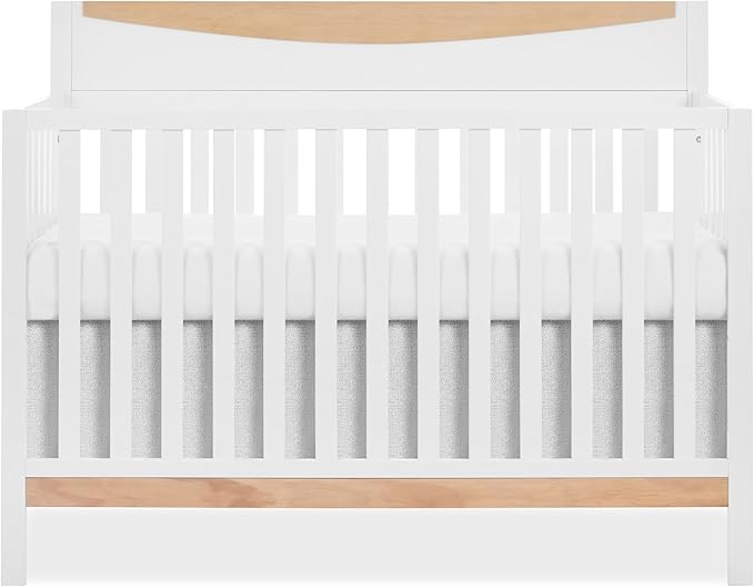 Dream On me Emerson 5-in-1 Convertible Full-Size Baby Crib in White & Vintage Oak, GreenGuard Gold & JPMA, Converts to Toddler, Day, & Full-Size Bed, Non-Toxic Paint, Safe Sleep Environment